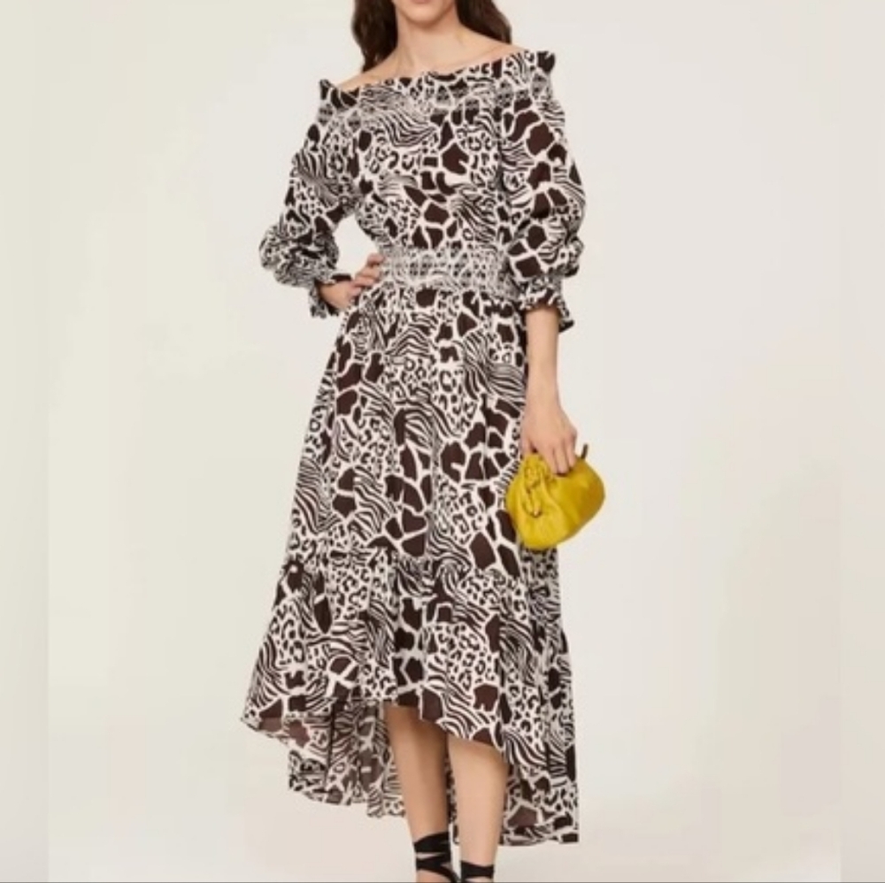 Adam Lippes Collective Off Shoulder Smocked Maxi Dress